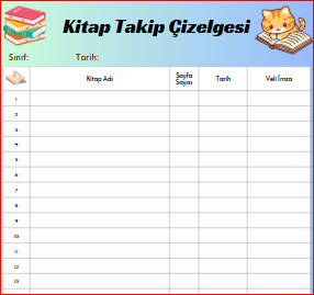 Kitap Takip Çizelgesi