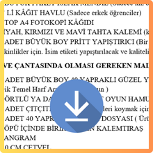 1. Sınıf İhtiyaç Listesi 2025-2026