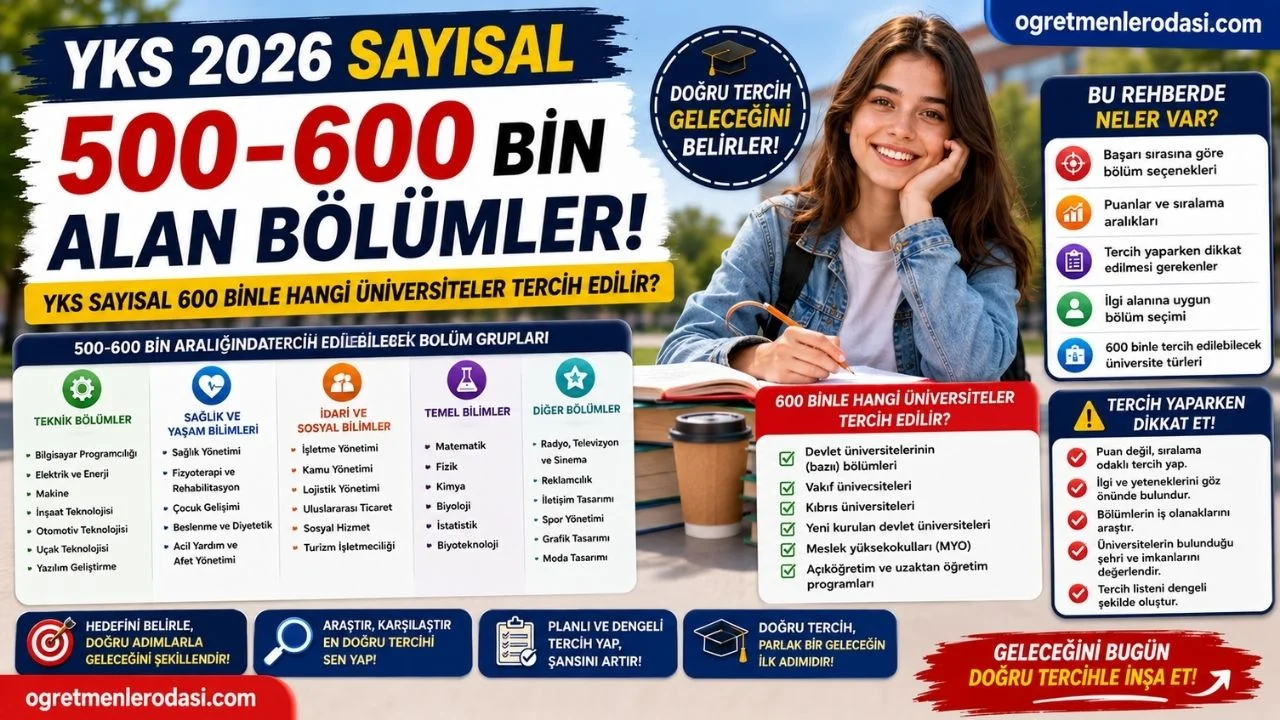 Sayısal 500-600 binle alan bölümler! YKS Sayısal 600 binle hangi üniversiteler tercih edilir?