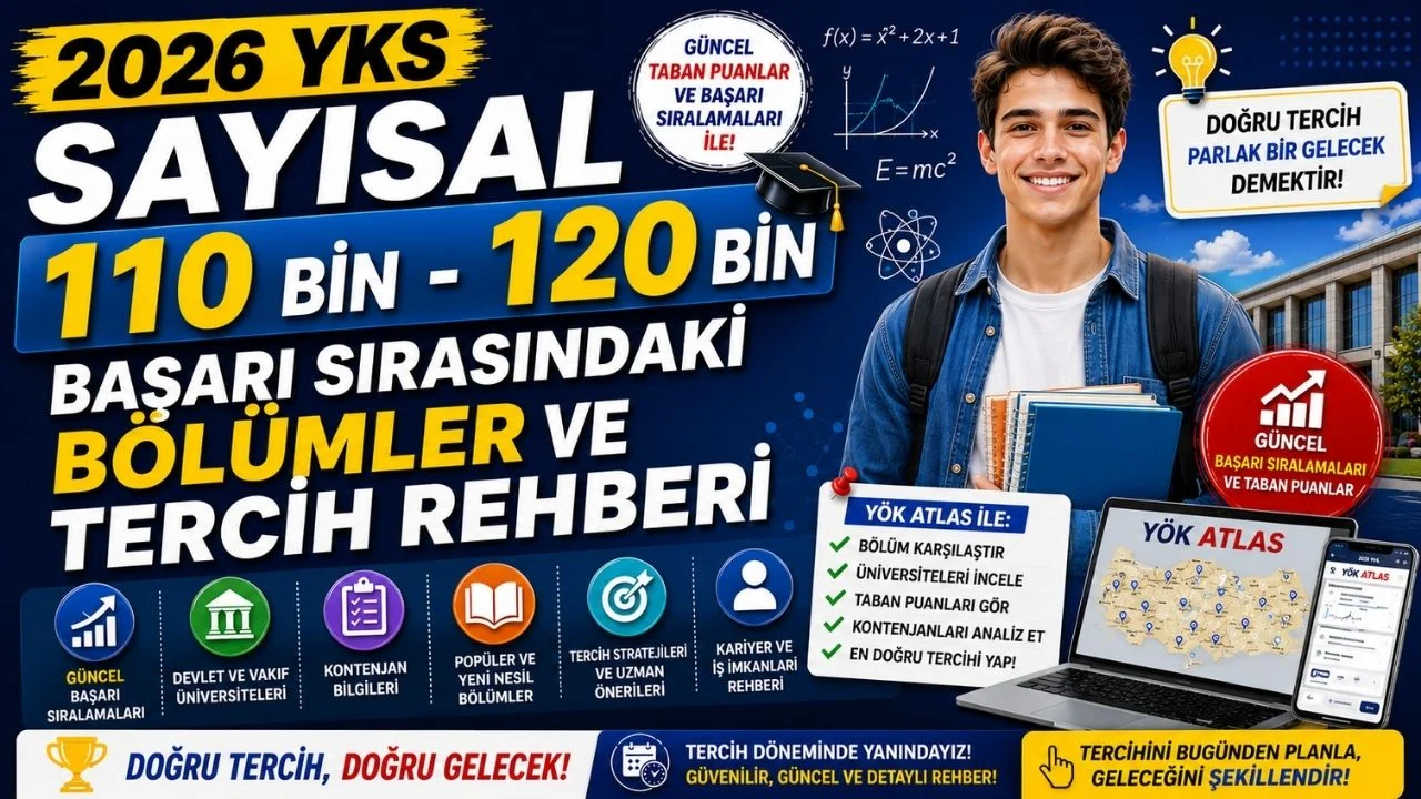 2026 YKS Sayısal 110 Bin - 120 Bin Başarı Sırasındaki Bölümler ve Tercih Rehberi