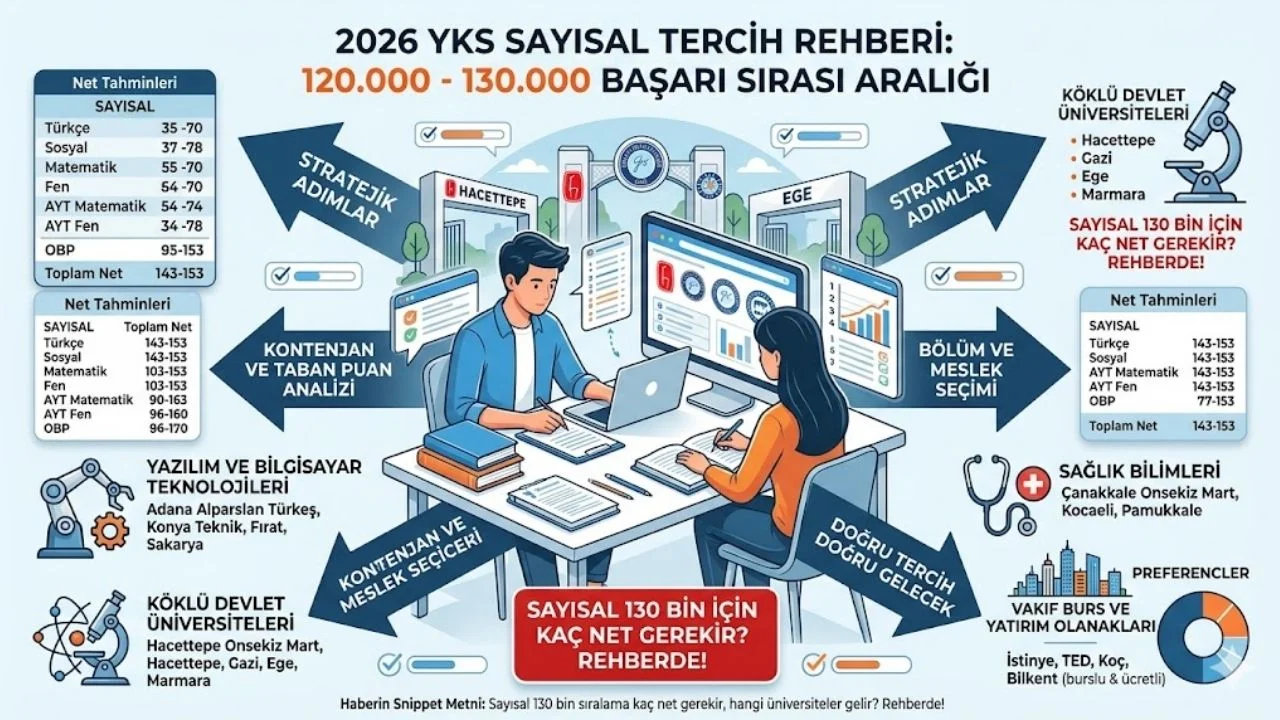 Sayısal 120-130 bin ile hangi bölümler yazılır! YKS 2026 Tercih Rehberi