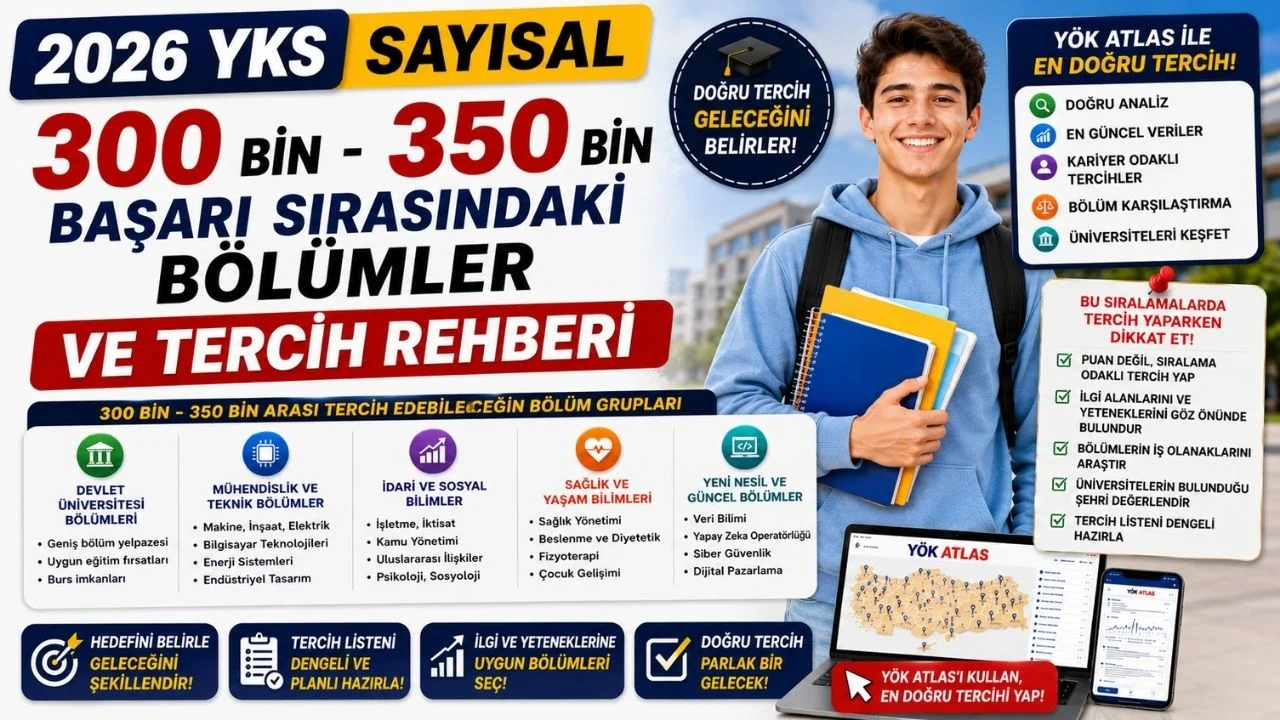 YKS Sayısal 300-350 Bin Aralığındaki Bölümler! 310 bin, 320 bin, 330 bin, 340 binle hangi bölümler yazılır?