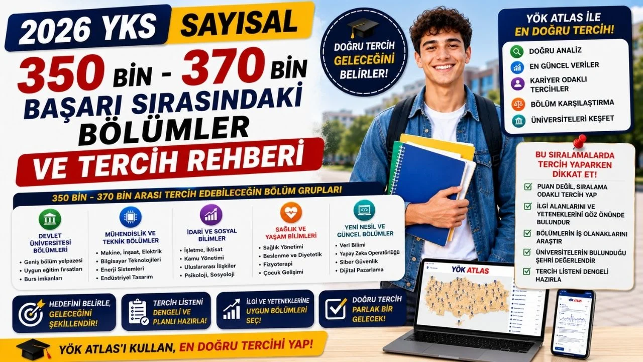 2026 YKS Sayısal 350 Bin - 370 Bin Başarı Sırasındaki Bölümler! Sayısal 360 Bin, 370 Bin ile Hangi Bölümler Yazılır?