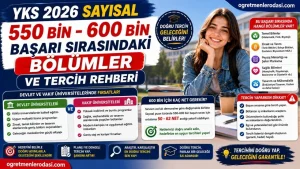 YKS 2026 Sayısal 550 Bin – 600 Bin Sıralama ile Alan Bölümler! 560 570 580 590 binle yazılacak üniversiteler!