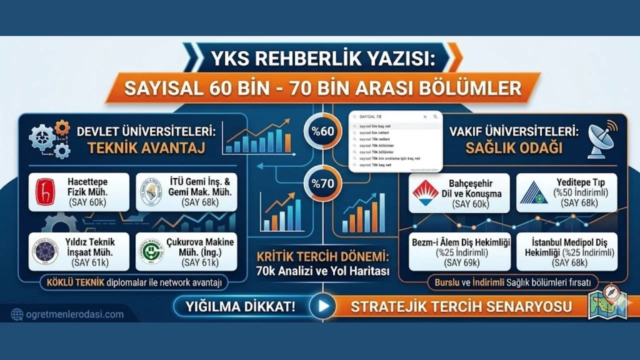 Sayısal 60 Bin ile 70 Bin Arasında Hangi Bölümler Gelir? YÖK Atlas Tam Liste