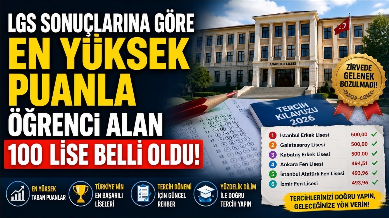 LGS 2026 En Yüksek Puanlı 100 Lise Açıklandı! İşte Türkiye'nin En Başarılı Liseleri ve Taban Puanları