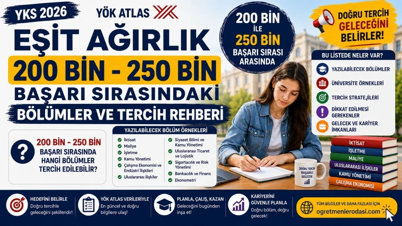 Sözel 200 Bin 250 Bin Sıralama ile Alan Bölümler! Sözel 210 bin, 220 bin, 230 bin, 240 bin bölümleri!
