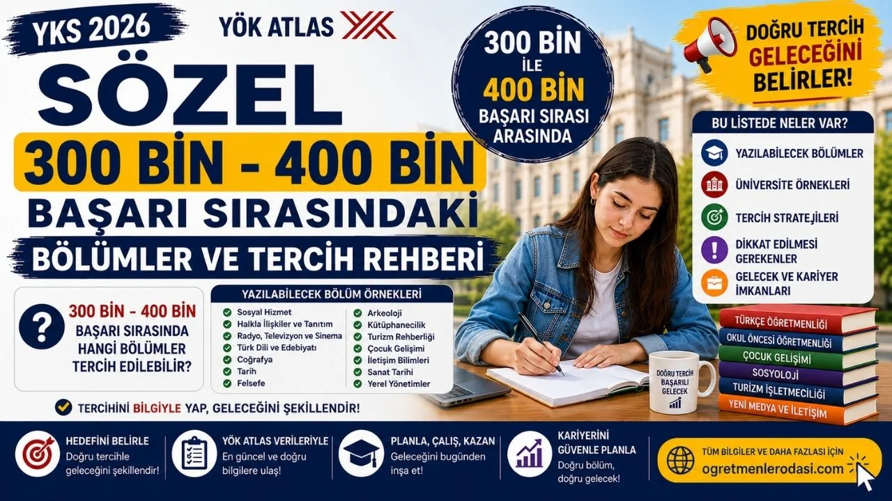YKS Sözel 300 Bin - 400 Bin ile Alan Bölümler! 400 Bin Sıralama İçin Kaç Net?
