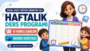 2026-2027 Haftalık Ders Programı Şablonları – Maarif Modeline Uygun Düzenlenebilir Word Dosyası
