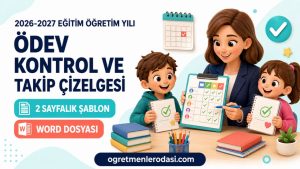 Ödev Kontrol ve Takip Çizelgesi TYMM’ne Uygun Word Dosyası
