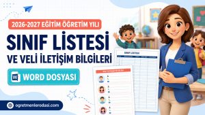 Maarif Modeli 2026-2027 Sınıf Listesi ve Veli İletişim Bilgileri Çizelgesi – Word Dosyası
